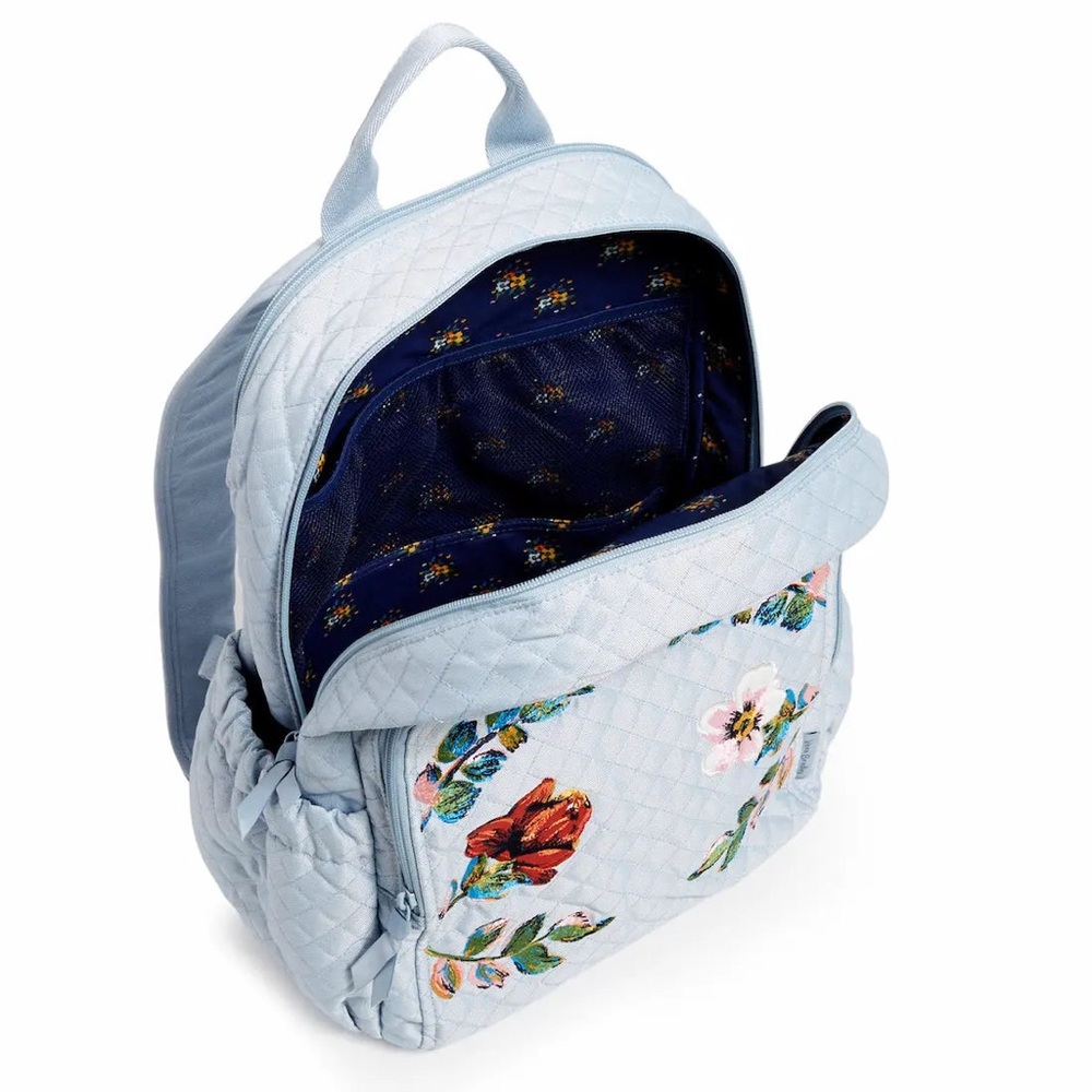 Vera Bradley Large Campus Backpack in Denim ✨ Sea Air Floral - Picture 4 of 11